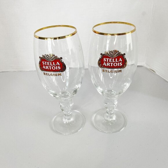 Stella Artois Belgian Crystal Beer Glasses Gold Rim 50cl - NEW! STILL IN BOX - Foto 5